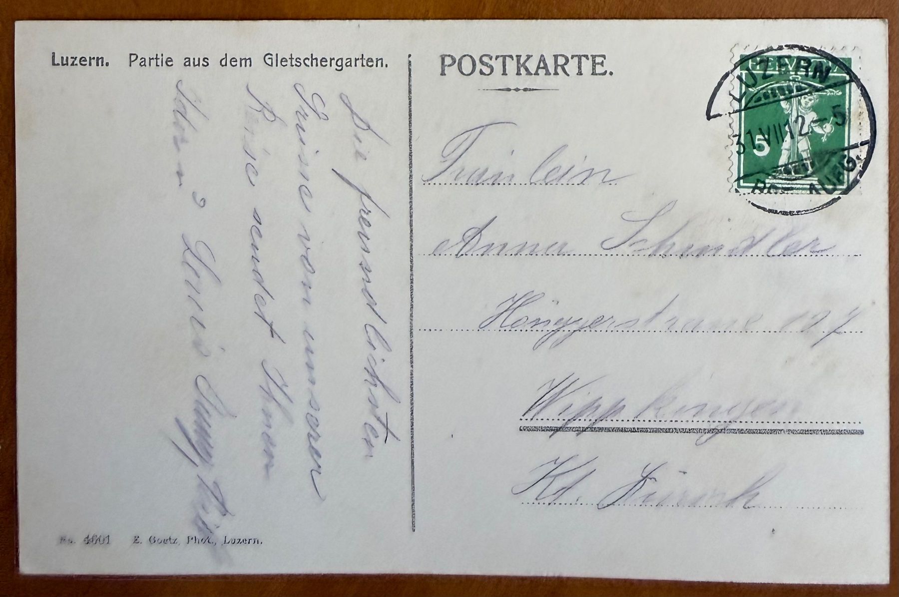 Cartoline postali: Luzern - Gletschergarten 1912 – Usato da Lutry venduto da Ediego 1