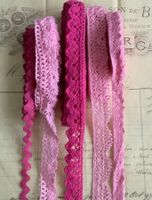 Spitzen 5x2M Rosa Pink rose dentelles Zick Zack Spitzenband