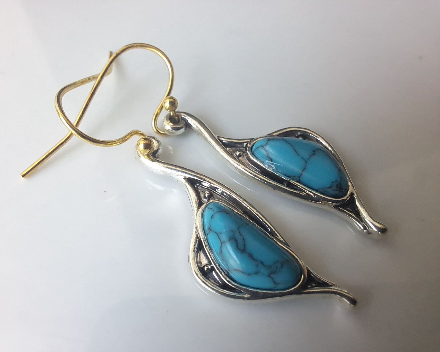 Orecchini pendenti & Orecchini a lobo: Boucles d'oreilles goutte turquoise plaqué argent – Nuovo e nell'imballaggio originale da St-Imier venduto da supernova21