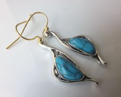 Boucles d'oreilles goutte turquoise plaqué argent