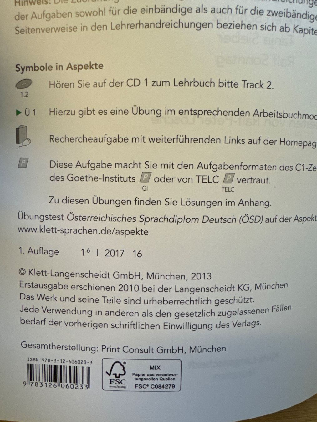 Libri: Klett Aspekte Deutsch C1. NEU – Nuovo (secondo la descrizione) da Zürich venduto da ant_y7gd 3