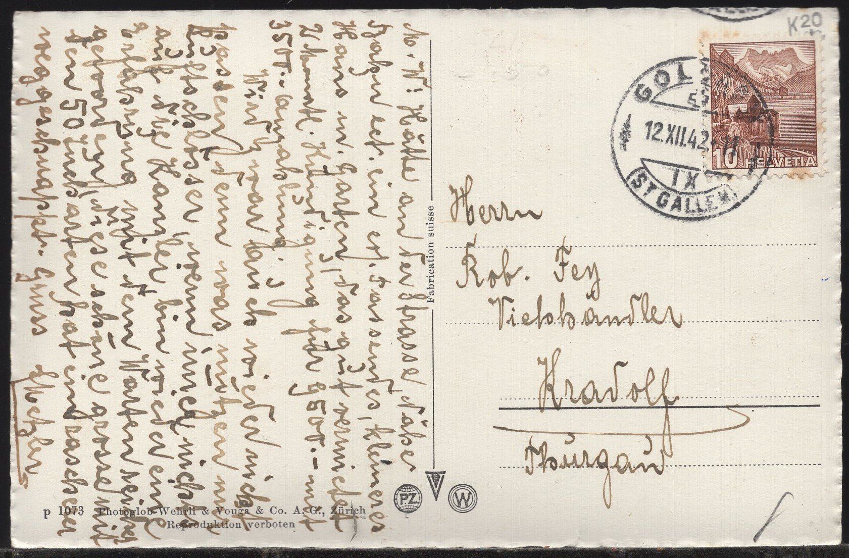 Cartoline postali: Auf  der  Alp  1942 – Usato da Aarau venduto da kufi44 2