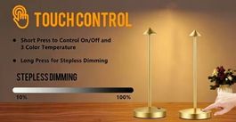 LED Tischlampe Akku USB 2er Set Touch-Control Golden