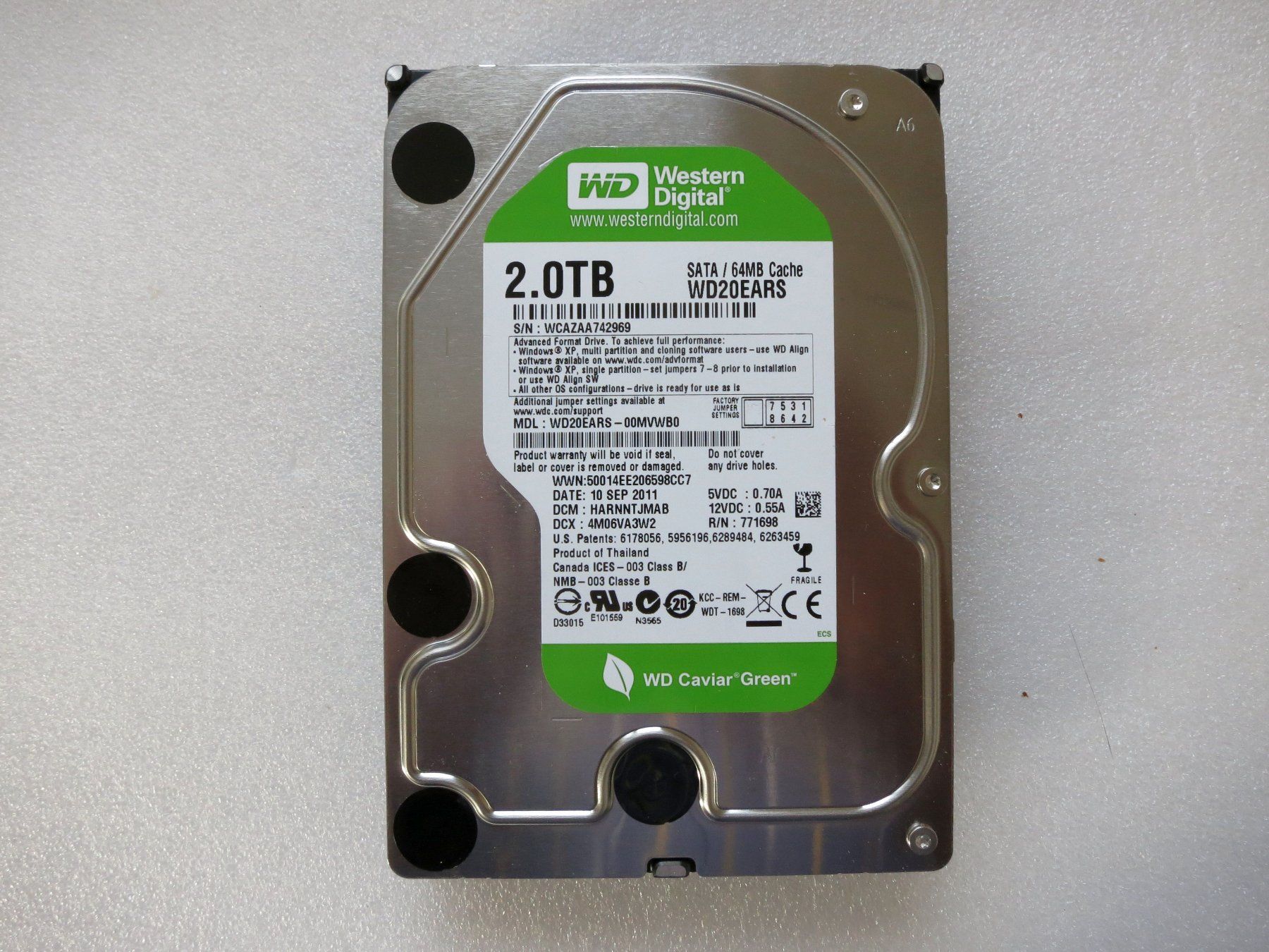 Western Digital Disques durs: Harddisk WD20EARS 2TB SATA 20494 std – D'occasion à Neuhausen par Juhui584