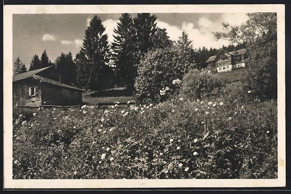 Cartoline postali: AK Buchserberg, Kurhaus mit Blumenwiese – Usato da Berlin venduto da bartko-reher