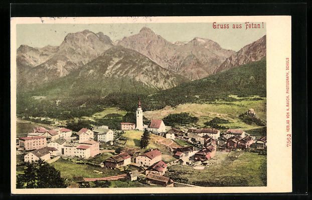 Cartoline postali: Fetan, Totalansicht von einem Berg aus – Usato da Berlin venduto da bartko-reher