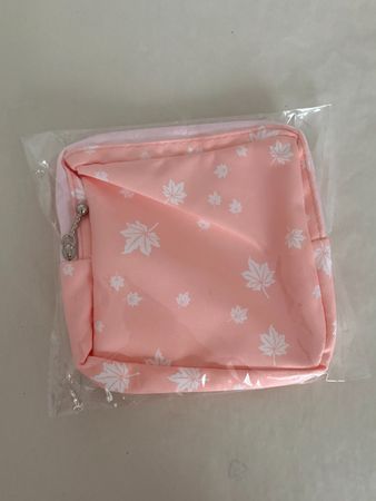 Borsa da toilette rosa con motivo autunnale