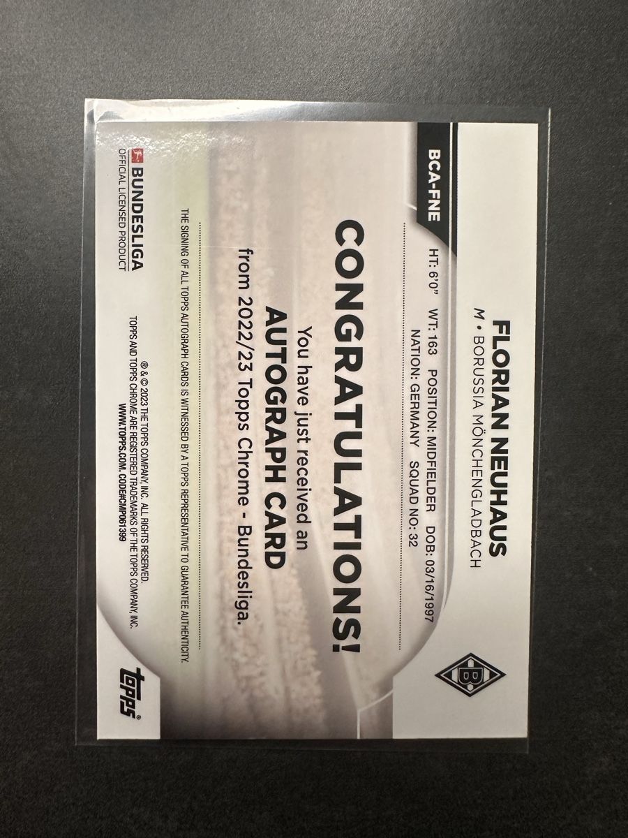 Autografi: Topps Chrome Florian Neuhaus Autogramm Base – Nuovo (secondo la descrizione) da Walliswil b.Wangen venduto da Swiss-Trading-Bros 1