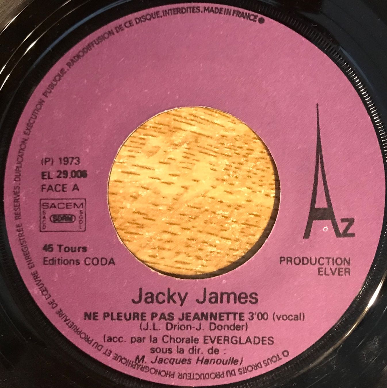 Dischi in vinile: JACKY JAMES - NE PLEURE PAS JEANNETTE... – Usato da Bussigny venduto da vinyl-pas-cher 3