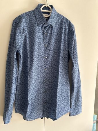 Herren Hemd Calvin Klein blau Paisley Muster Slim Fit Gr. 38