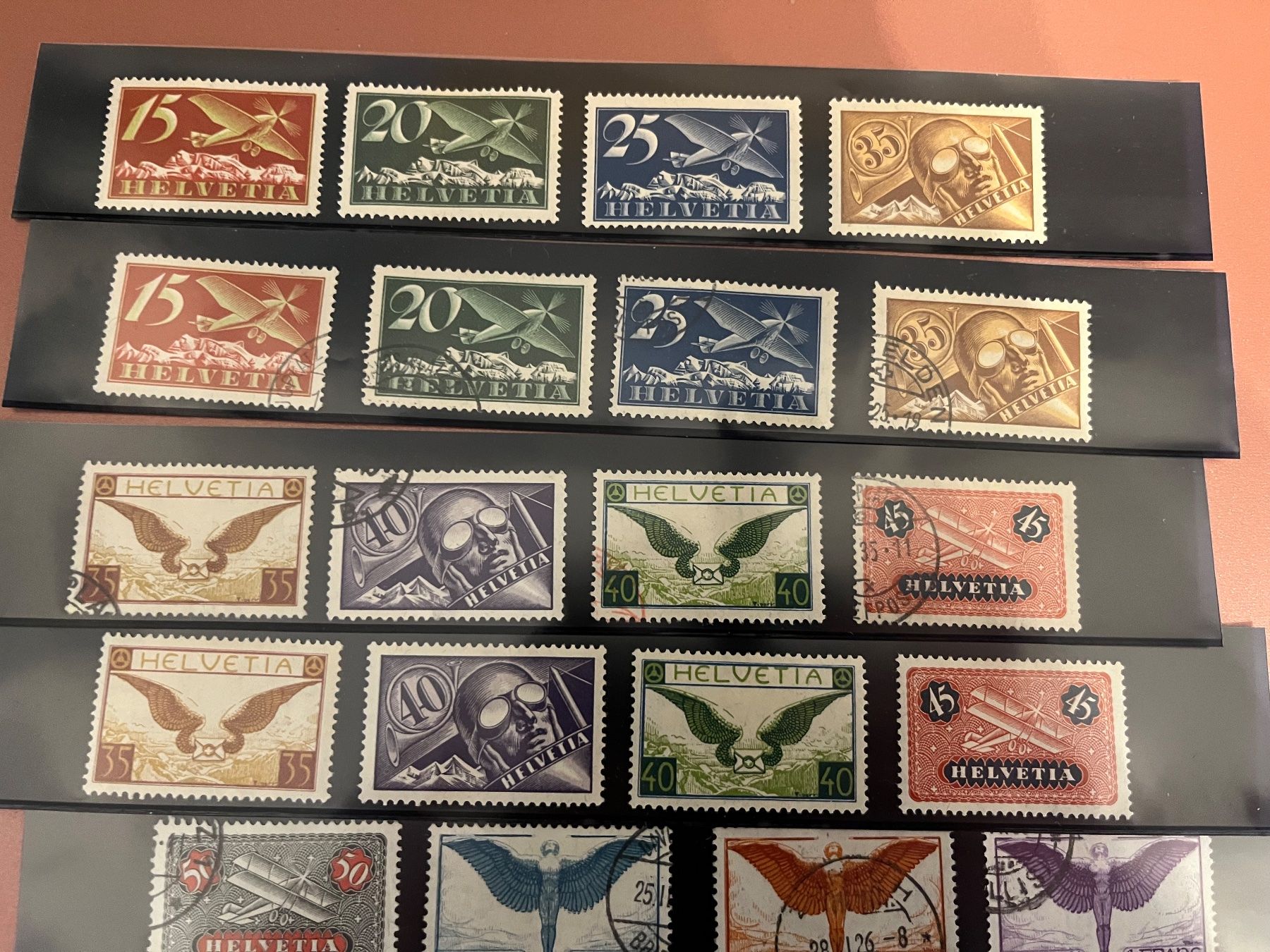 Tutti i francobolli: Briefmarken Flugpostmarken Schweiz Nr. 3 - 15 – Usato da Rebstein venduto da Soapyy13