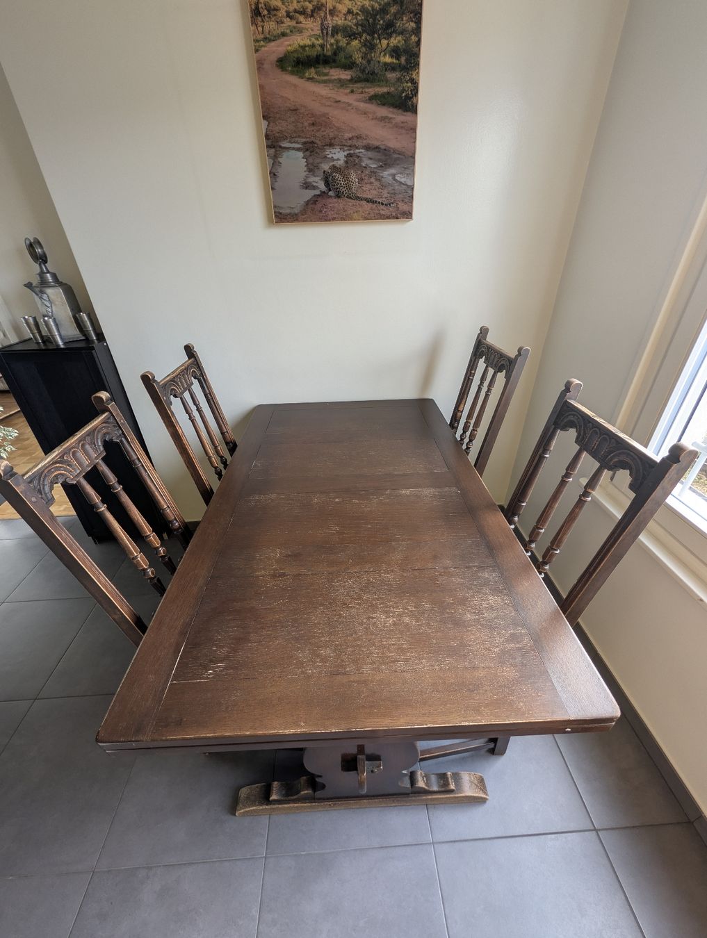 Set di tavolo e panche: Ensemble salle à manger bois massif, table + 4 chaises  – Usato da Genève venduto da Morphall 2