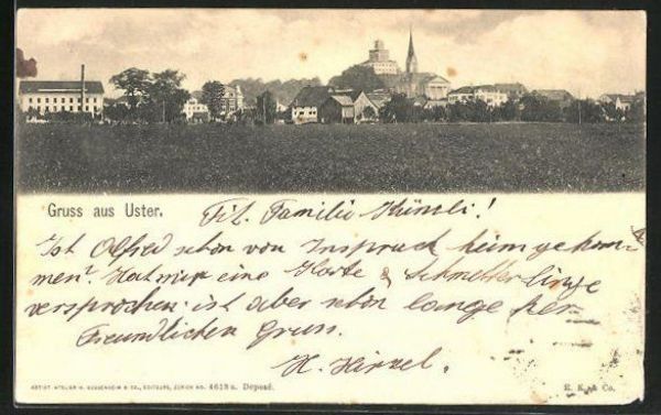 Ansichtskarten: Gruss aus Uster, gelaufen 1901 – Gebraucht aus Frauenfeld von POML