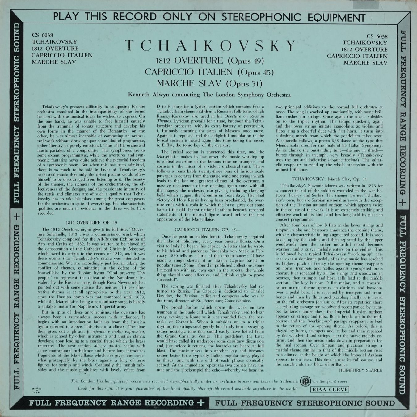 Dischi in vinile: London CS 6038 / Tchaikovsky / 1812 Overture – Usato da Brunnen venduto da Techfreak1 1
