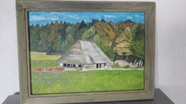 Gemälde mit Bauernhaus-Motiv, signiert,