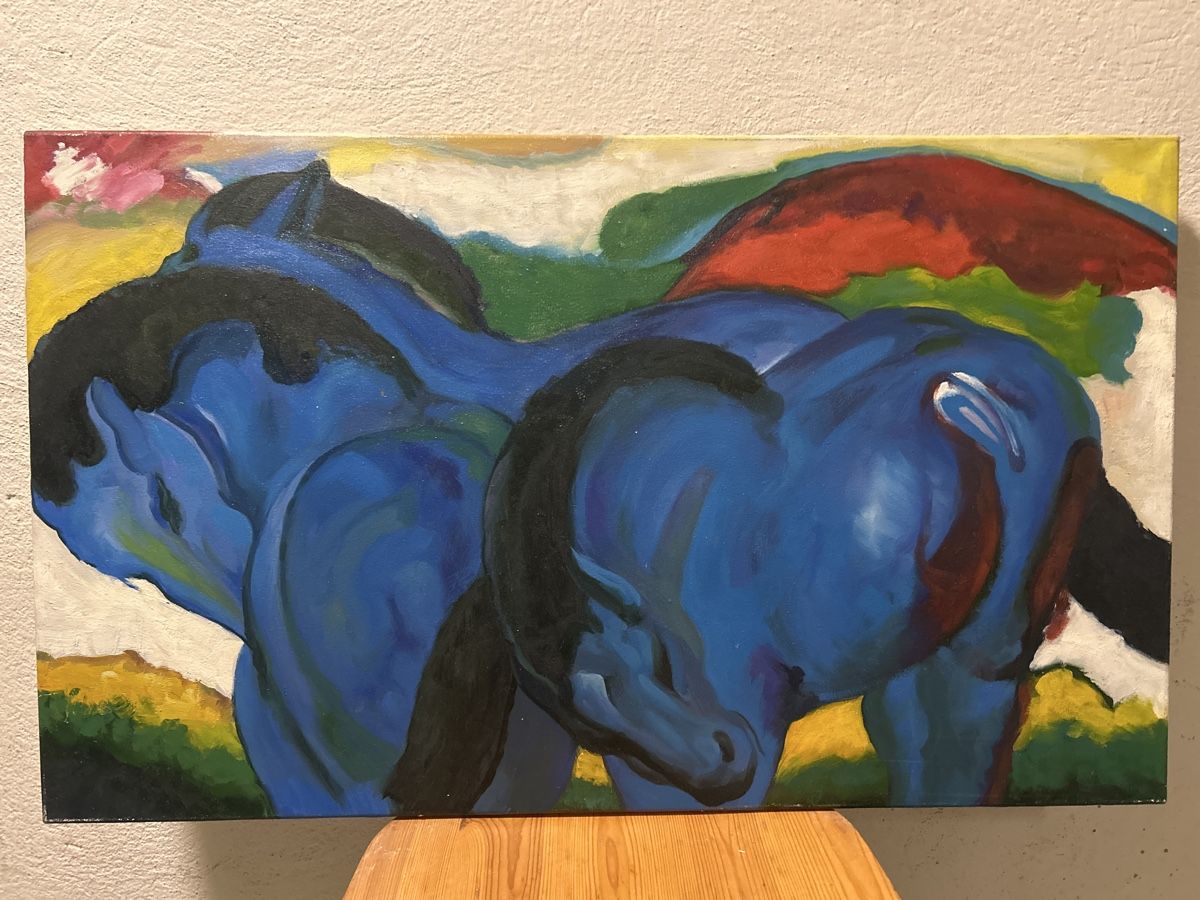 Gemälde: Gemälde "Blaue Pferde" - Franz Marc Stil - Kunst Bild – Gebraucht aus Glarus von KunstWerkEr-LS87 2