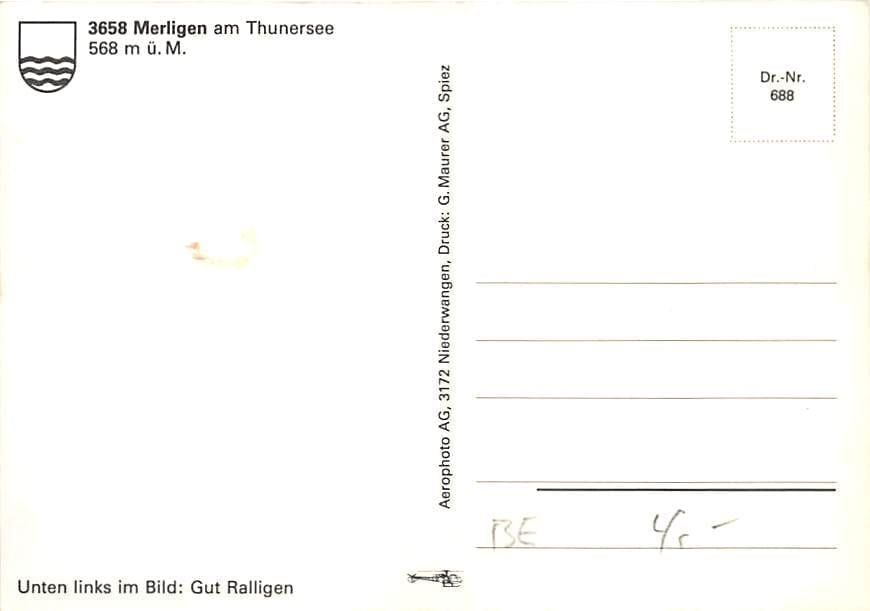 Ansichtskarten: BE - Merligen – Gebraucht aus Ottikon b.Kemptth. von Neptun1974 1