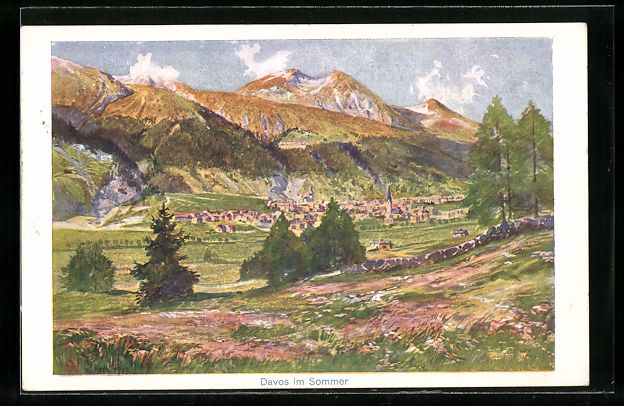 Cartes postales: AK Davos, Ortsansicht im Sommer – D'occasion à Berlin par bartko-reher