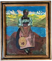 CUNO AMIET – Trachtenmädchen vor Berner Alpen