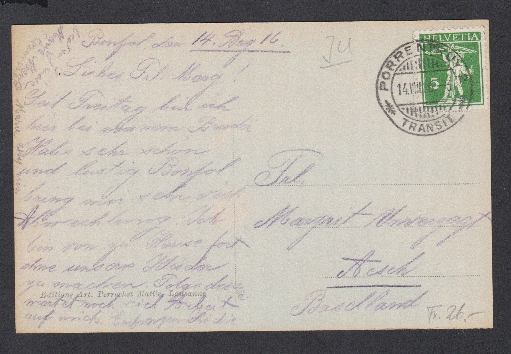 Cartoline postali: Bonfol  JU   :   alte Ansichtskarte von 1916 – Usato da Vitznau venduto da Ropaku 2