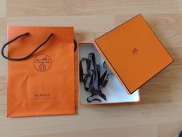 Hermès Schachtel Box Quadrat, Papiertasche, Band Top Zustand