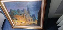 Magnifique tableau "cathédrale" dimensions cadre 82 x 82 cm