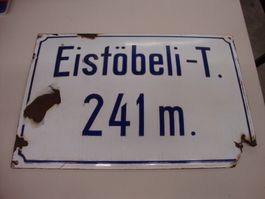 Antikes Emailschild    Eistöbeli-T