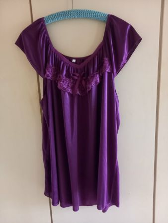 Aubergine Nachtwäsche Set, Oberteil +kurze Hose Gr 52/54