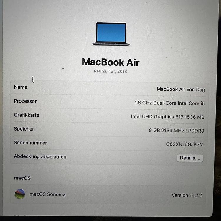 Notebook: Apple Macbook Air 13" 2018, 8GB, 512GB HD, i5, Retina  – Usato da Erlinsbach venduto da Nasobert 3