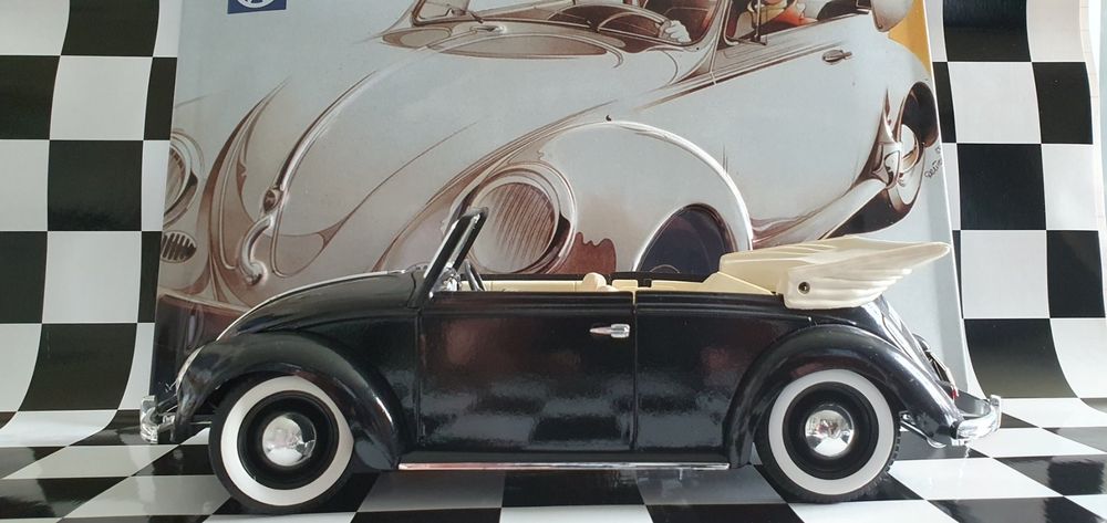 Volkswagen Coccinelle Cabriolet 1949 – Solido 1/18 – Jaune, Marron Et Noir