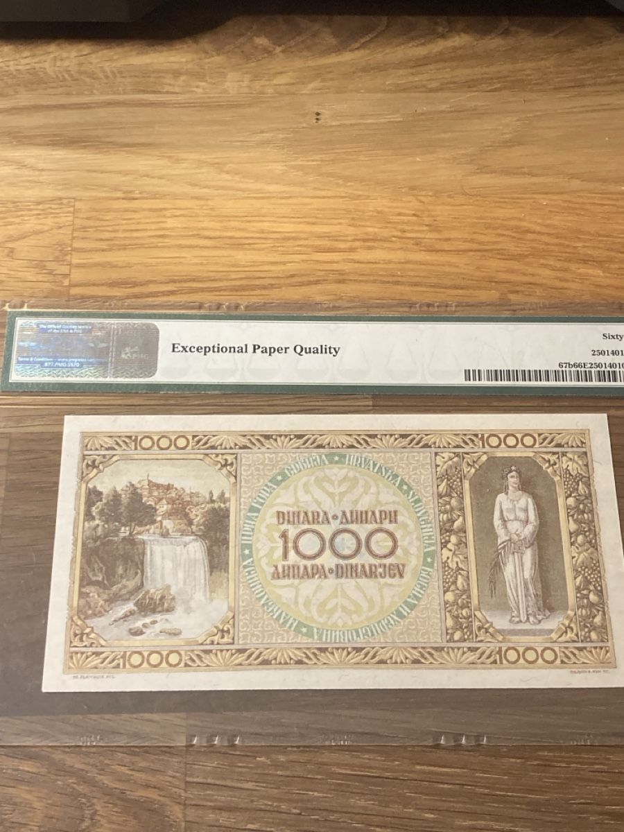 Banconote: Billet 1000 dinars 1946 grade UNC 66 – Nuovo e nell'imballaggio originale da Villars-sur-Glâne venduto da Graca03 2
