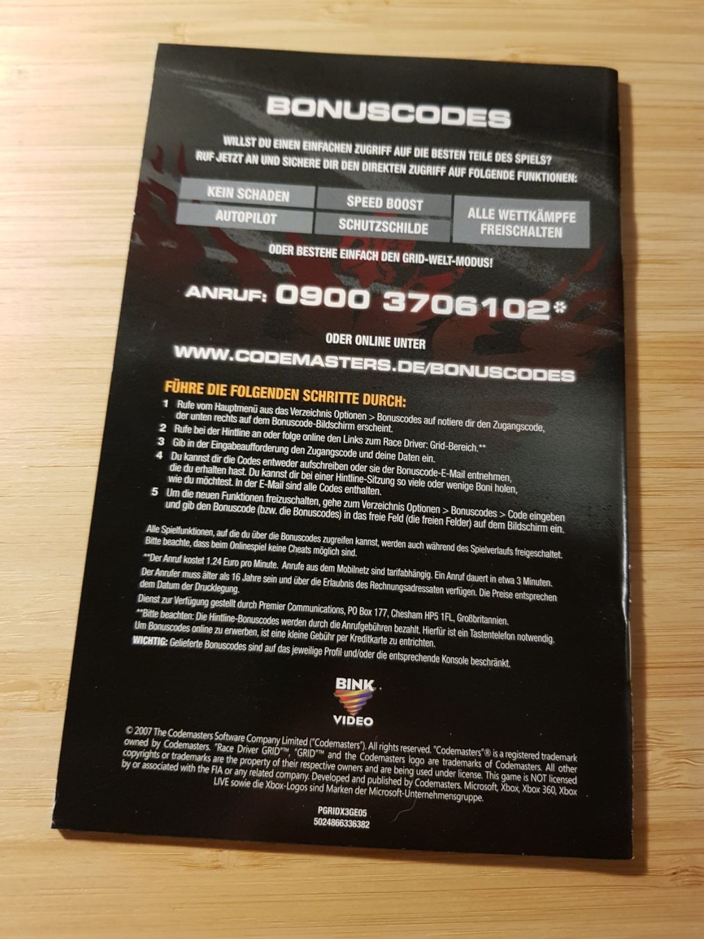 Microsoft Spiele: Spielanleitung Racedriver Grid Xbox 360 – Gebraucht aus Münchenstein von 2DGames 1