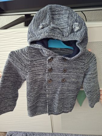 Kinder Strickjacke mit Ohren an Kapuze Gr. 74/80 6-12M