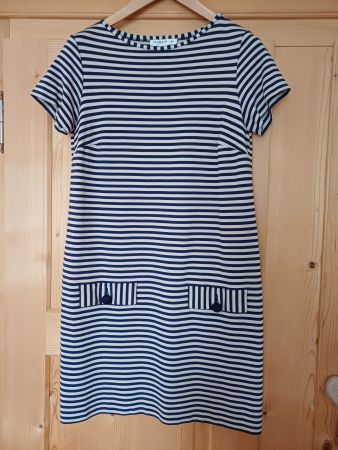 Piu&Piu Kleid, gestreift, beige/blau ☀️