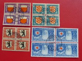 1928, J45-48, saubere Vierer-Blöcke mit Zentrums-O: 140.-