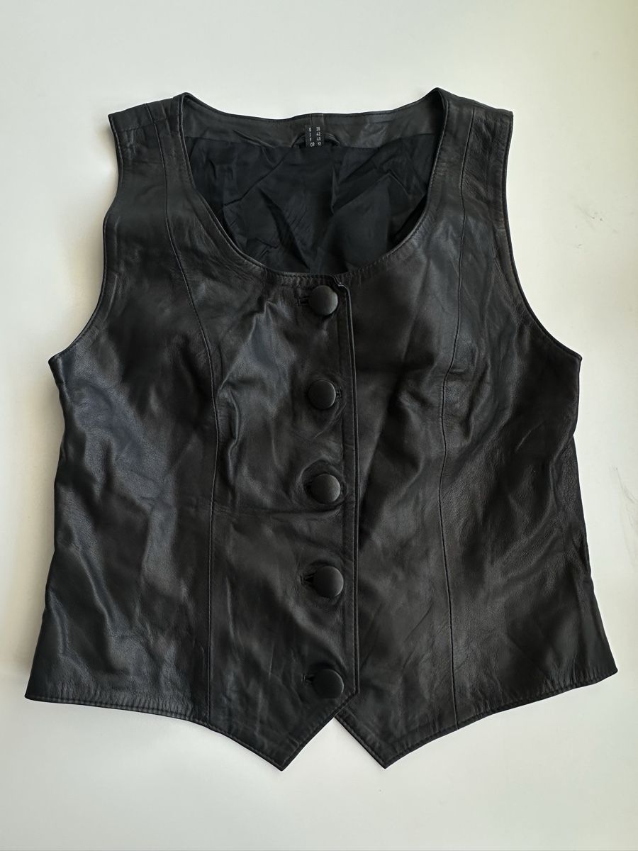 Gilet & Giacche senza maniche: Leather Vest - Black Button Up Style – Usato da Vevey venduto da ledidream 6