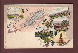 Souvenir de NEUCHÂTEL - 1903 Litho Künzli // plis d'angle //