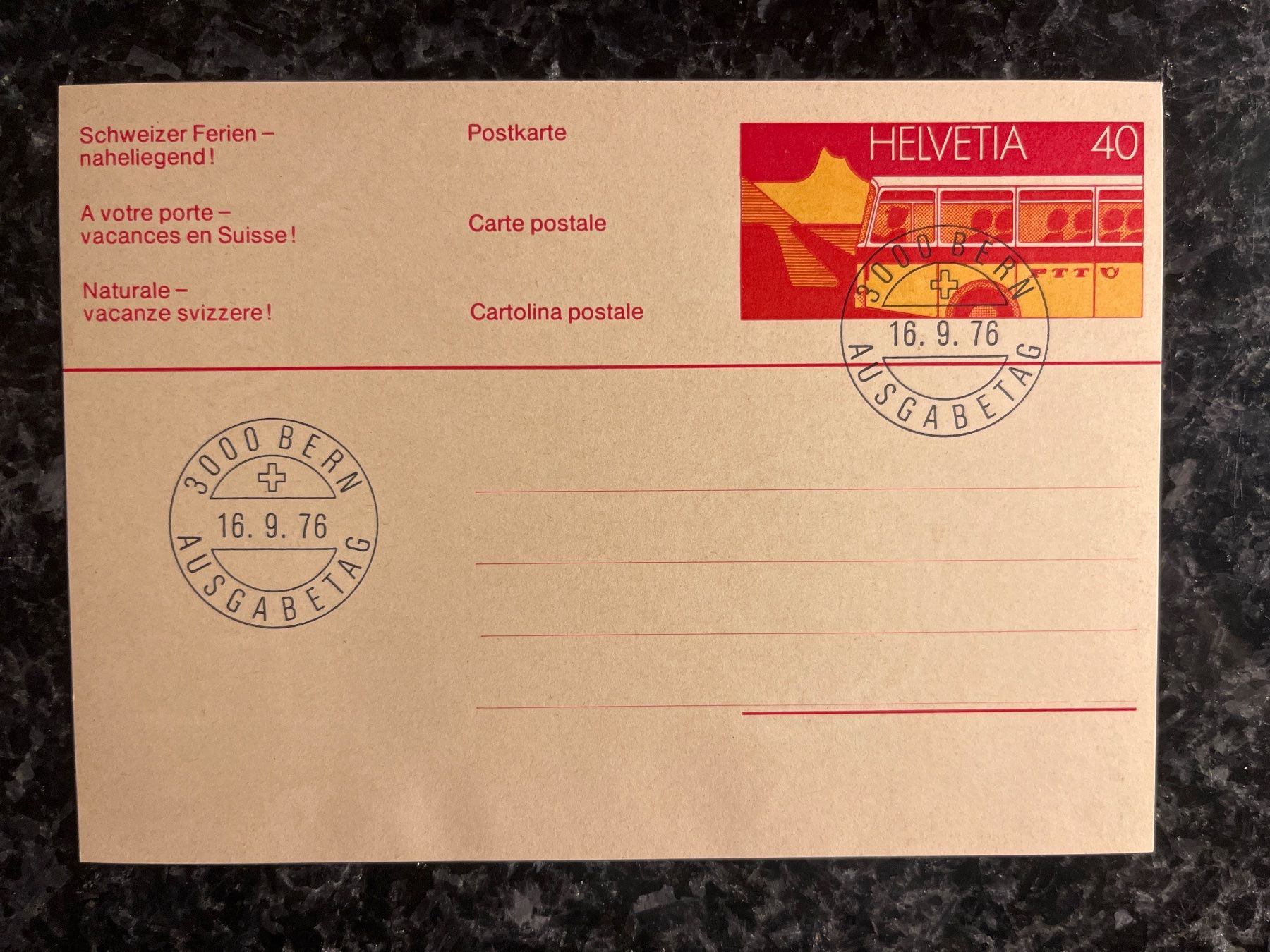 Tutti i francobolli: Postkarte mit ET Stempel 1976 – Nuovo (secondo la descrizione) da Freidorf TG venduto da ern_7s68
