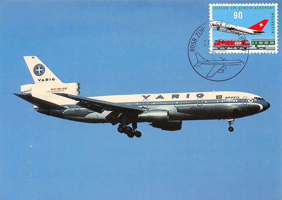 Cartoline postali: Varig McDonnell Douglas DC 10-30, Maximumkarte – Usato da Frauenfeld venduto da POML