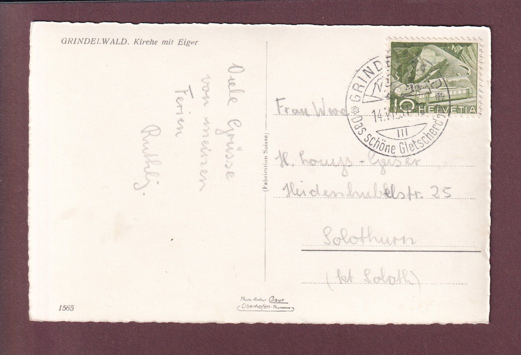 Cartes postales: GRINDELWALD - Kirche - Eiger - 1951 – D'occasion à Pully par nicecards 1