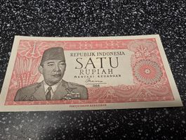 Indonesien Banknote 1 Rupiah 1964 Republik Indonesia rot