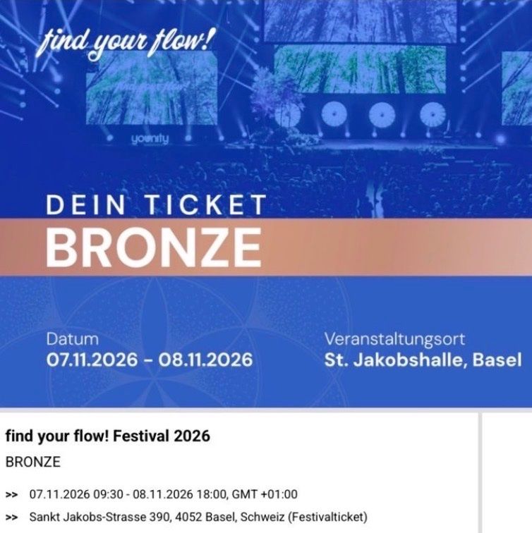 Billets: 1 Find your Flow Bronze Ticket Basel – Neuf avec emballage d'origine à Basel par tangomaniatango