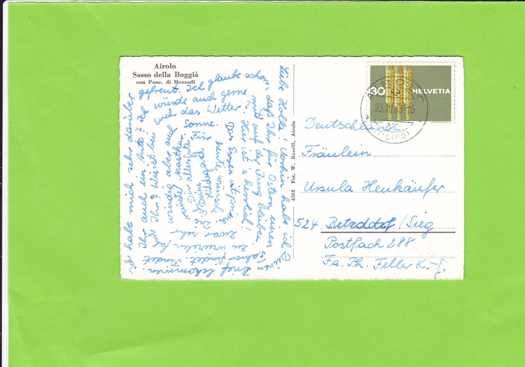 Cartoline postali: Airolo, Sasso della Boggià – Usato da St. Peterzell venduto da neckertal 1