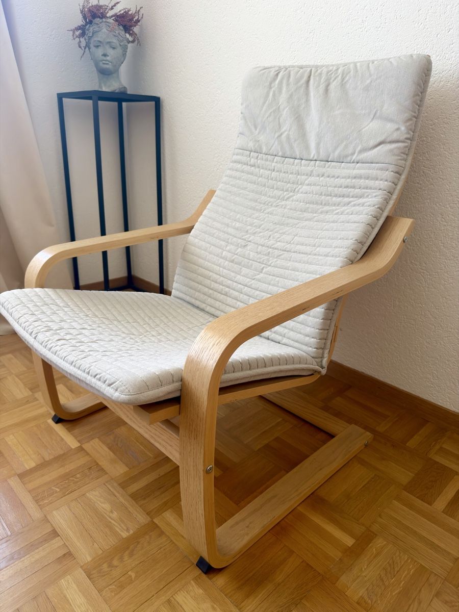 Ikea Poltrone: IKEA Poäng Sessel - Helles Holz & Gestepptes Polster - Top – Usato da Effretikon venduto da Happy0Feet 2