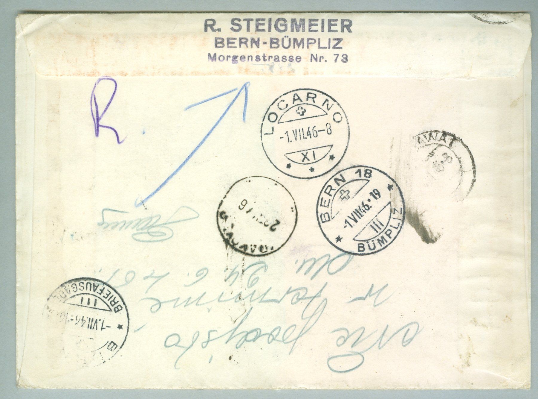Alle Briefmarken: 1946 Schweiz Flugpost RF – Gebraucht aus Zürich von yago-rot 1