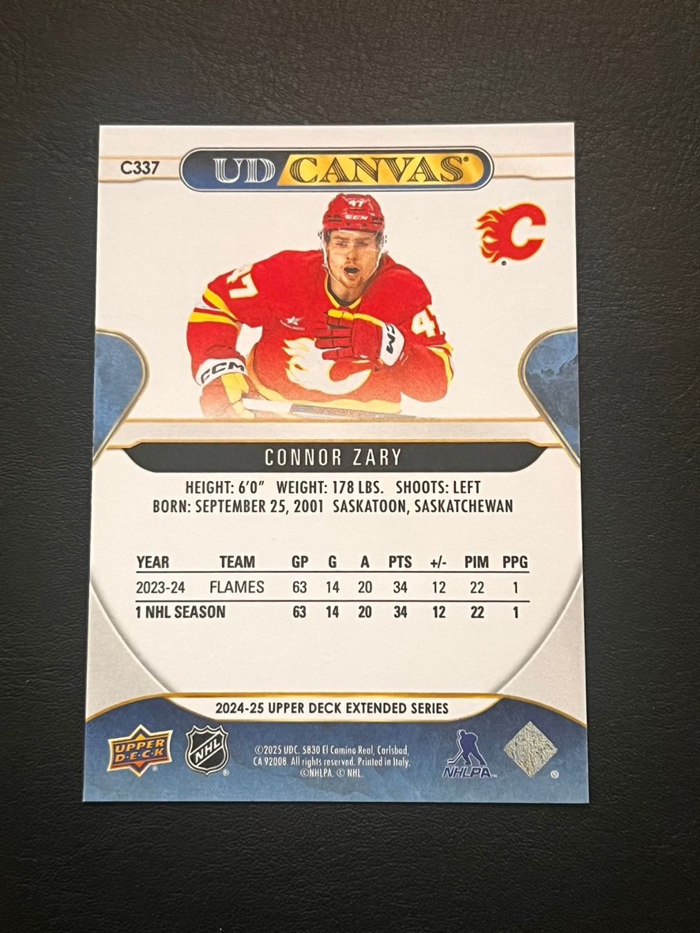 NHL Sammelbilder & Trading cards: Connor Zary 2024 UD Canvas Calgary Flames – Neu (gemäss Beschreibung) aus Möhlin von SwissHockeyCards 1