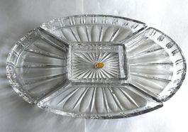 Ovale Vintage Kristallglas Anbieterschale Mid-Century No.2
