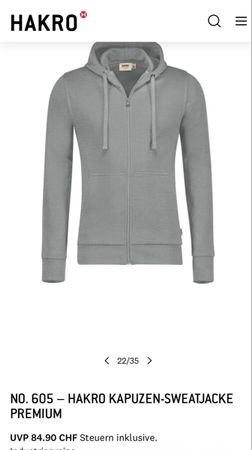 Hakro Premium Kapuzenjacke, Neu, Graumeliert XS-S