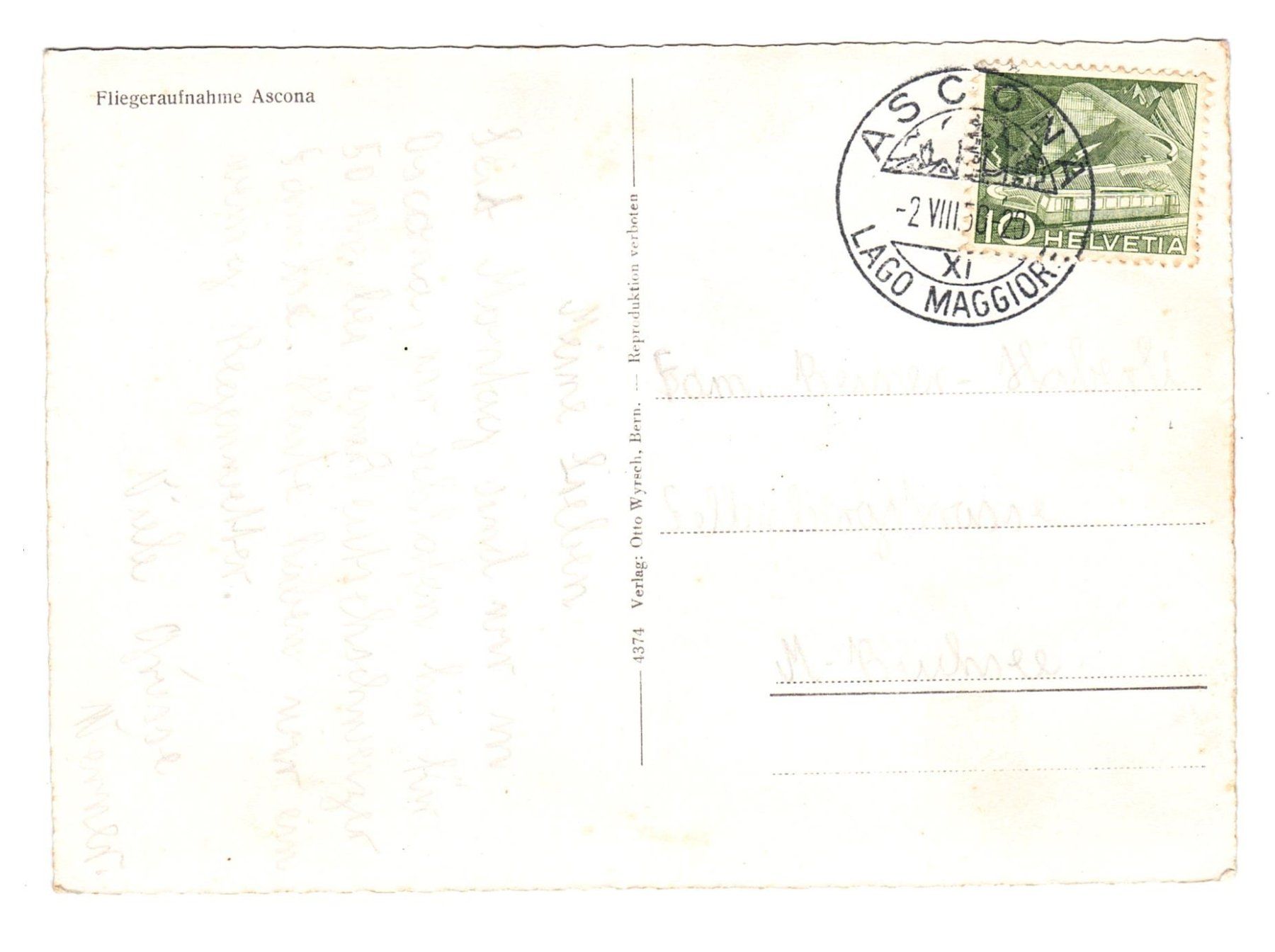 Cartoline postali: Ascona Ansichtskarte, Lago Maggiore, alte Aufnahme – Usato da Büetigen venduto da philat 1