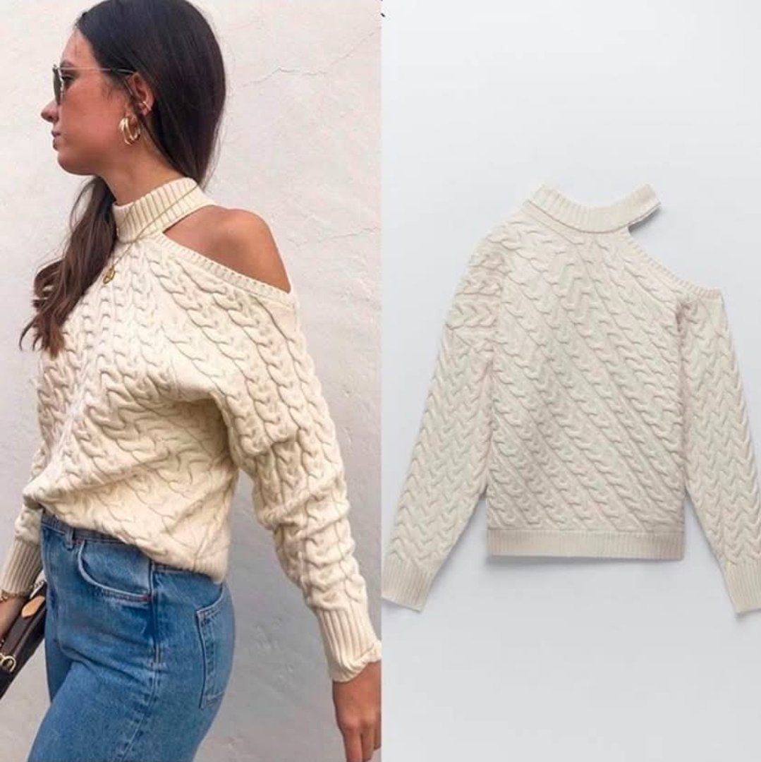 Zara Maglioni & Felpe: Zara Strickpullover mit Cut-Out, creme, Gr. M, top – Usato da Erlinsbach SO venduto da ULIKH 2